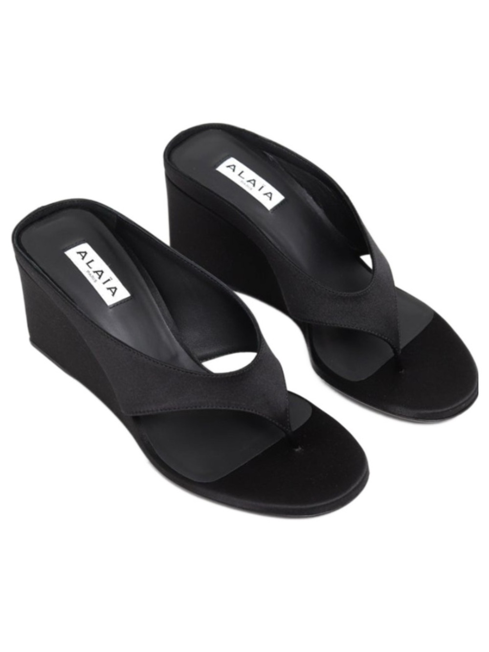 ALAÏA 2026 Black Wedge Thong Sandals